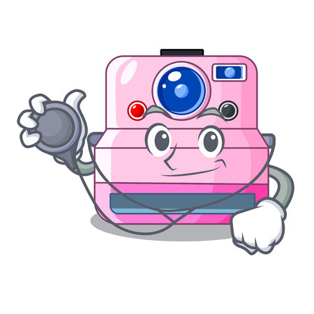 Doctor cute retro instant camera on cartoon vector illustartionのイラスト素材