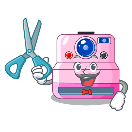 Barber cute retro instant camera on cartoon vector illustartionのイラスト素材