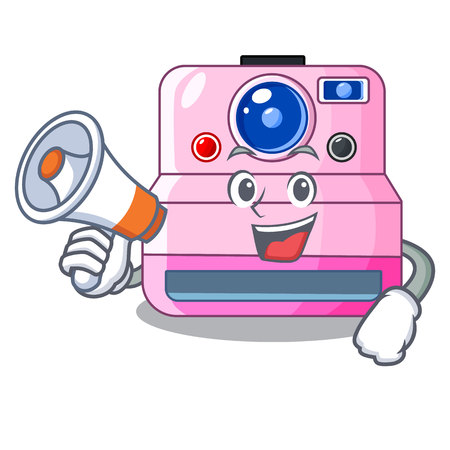 With megaphone cute retro instant camera on cartoon vector illustartionのイラスト素材