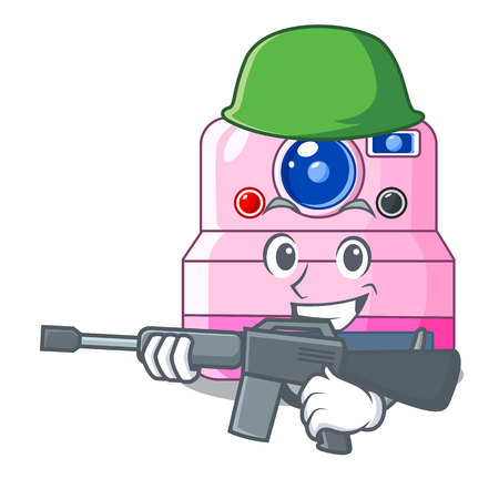 Army cute retro instant camera on cartoon vector illustartionのイラスト素材