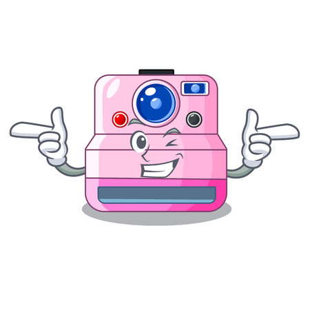 Wink instant camera with revoke cartoon picture vector illustrationのイラスト素材