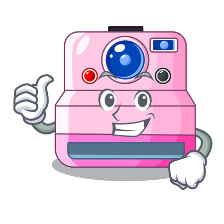 Thumbs up instant camera with revoke cartoon picture vector illustrationのイラスト素材