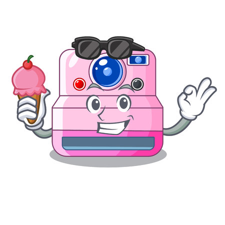 With ice cream instant camera with revoke cartoon picture vector illustrationのイラスト素材