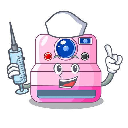 Nurse instant camera with revoke cartoon picture vector illustrationのイラスト素材