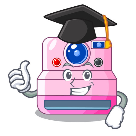 Graduation instant camera with revoke cartoon picture vector illustrationのイラスト素材
