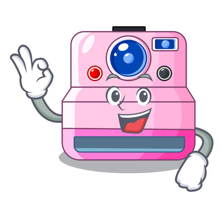 Okay instant camera with revoke cartoon picture vector illustrationのイラスト素材