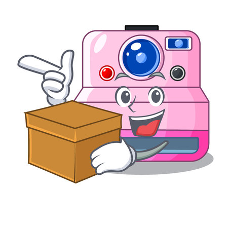 With box instant camera with revoke cartoon picture vector illustrationのイラスト素材
