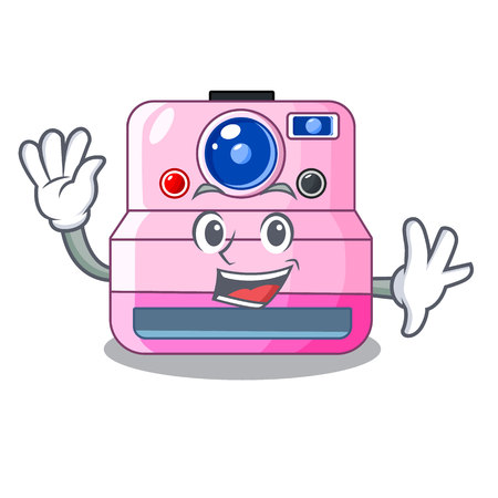 Waving instant camera with revoke cartoon picture vector illustrationのイラスト素材