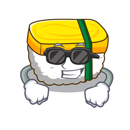 super cool tamago Sushi a japanese cartoon food vector illustrationのイラスト素材