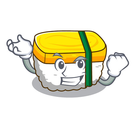 Successful tamago Sushi a japanese cartoon food vector illustrationのイラスト素材