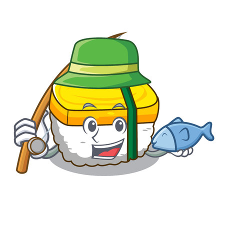Fishing tamago sushi in a shape cartoon vector illustrationのイラスト素材