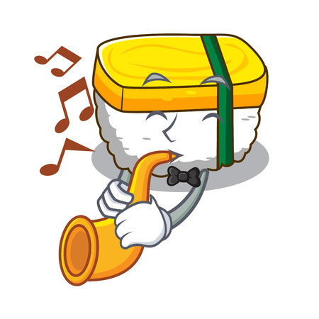 With trumpet tamago sushi in a shape cartoonのイラスト素材