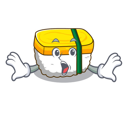 Surprised tamago sushi in a shape cartoon vector illustrationのイラスト素材