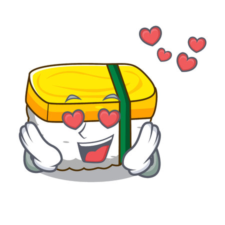 In love tamago sushi in a shape cartoon vector illustrationのイラスト素材