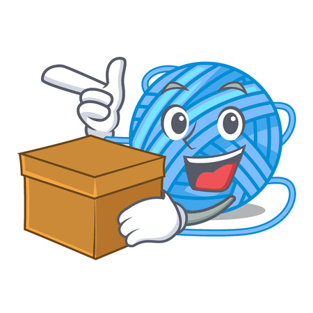 With box wool balls isolated on a mascot vector illustrationのイラスト素材
