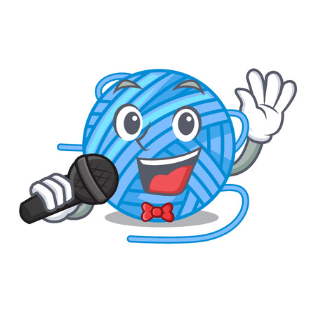 Singing ball yarn wool in needlework character vector illustrationのイラスト素材