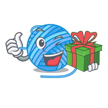 With gift ball yarn wool in needlework character vector illustrationのイラスト素材