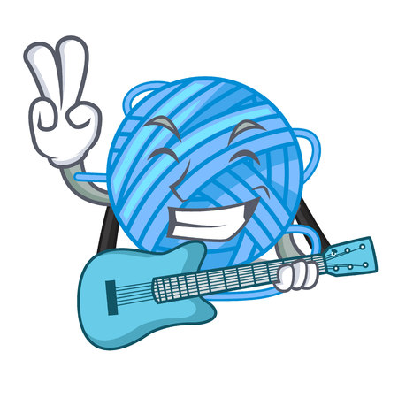 With guitar ball yarn wool in needlework character vector illustrationのイラスト素材