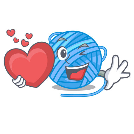 With heart ball yarn wool in needlework character vector illustrationのイラスト素材