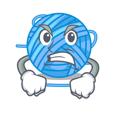 Angry ball yarn wool in needlework character vector illustrationのイラスト素材