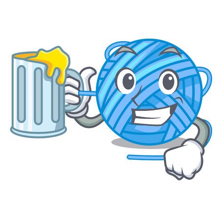 With juice ball yarn wool in needlework character vector illustrationのイラスト素材