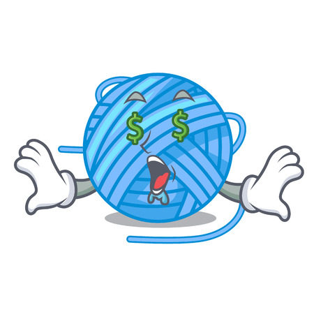Money eye concept yarn wool sew in cartoon vector illustrationのイラスト素材