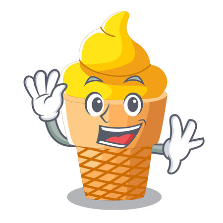 Waving banana ice cream isolated on mascot vector illustrationのイラスト素材