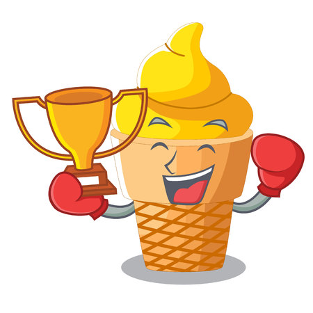 Boxing winner banana ice cream in cone character vector illustrationのイラスト素材