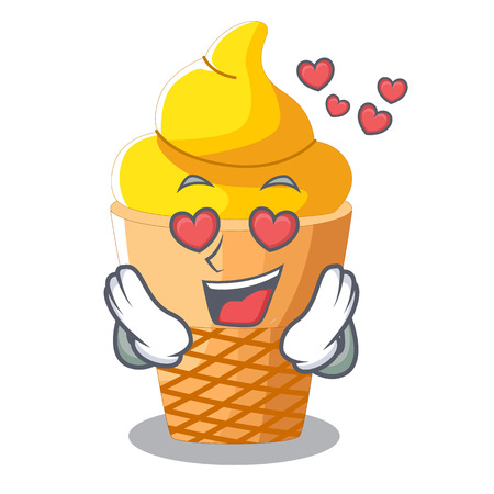 In love banana ice cream in shape cartoon vector illustrationのイラスト素材