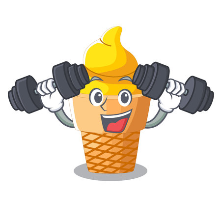 Fitness scoop banana ice cream with cartoon vector illustrationのイラスト素材