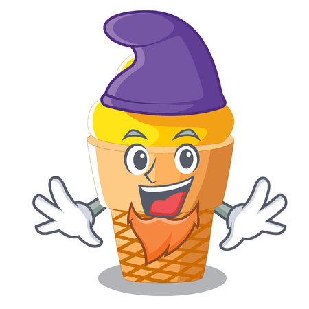 Elf scoop banana ice cream with cartoon vector illustrationのイラスト素材