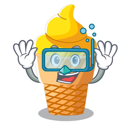 Diving banana ice cream isolated on mascot vector illustrationのイラスト素材