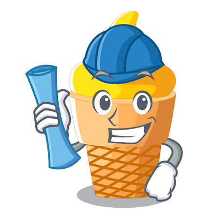 Architect banana ice cream isolated on mascot vector illustrationのイラスト素材