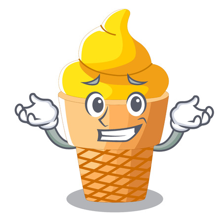 Grinning banana ice cream isolated on mascot vector illustrationのイラスト素材