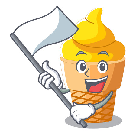 With flag banana ice cream in cone character vector illustrationのイラスト素材