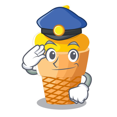 Police scoop banana ice cream with cartoon vector illustrationのイラスト素材