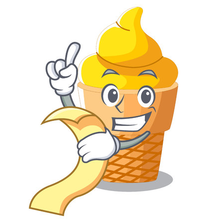 With menu banana ice cream in shape cartoon vector illustrationのイラスト素材