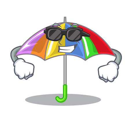 super coolrainbow umbrella isolated on a mascot vector illustrationのイラスト素材