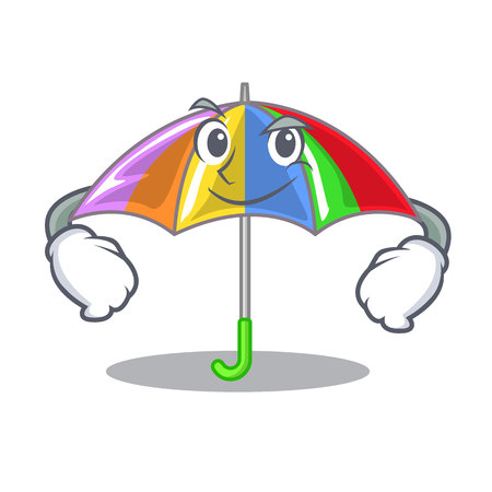 Smirking rainbow umbrella isolated on a mascot vector illustrationのイラスト素材