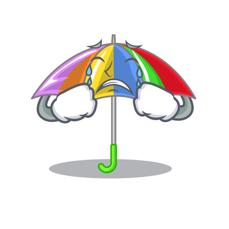 Crying rainbow umbrella in chracter that fun vector illustrationのイラスト素材
