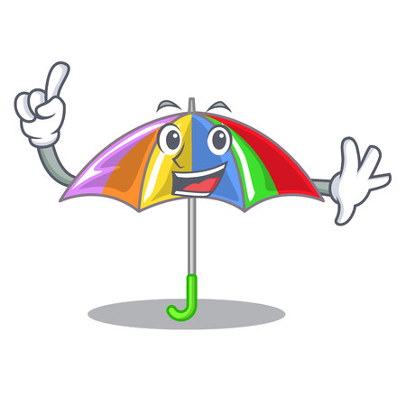 Finger playing rain with umbrella rainbow cartoon vector illustrationのイラスト素材