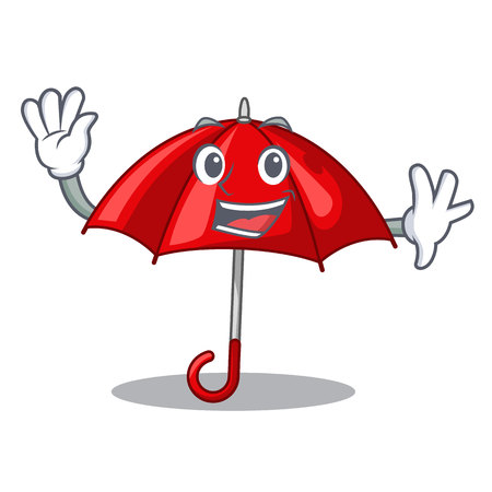 Waving red umbrellas isolated in a mascot vector illustrationのイラスト素材