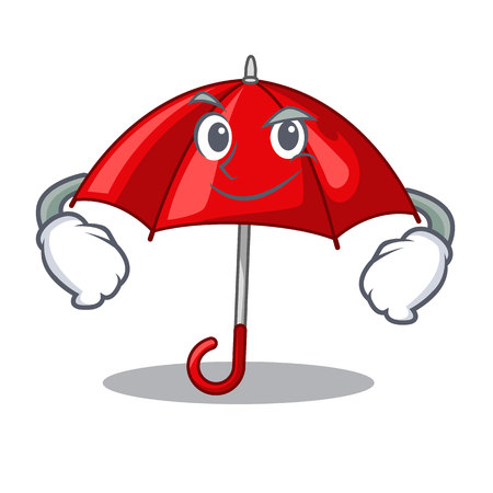 Smirking red umbrellas isolated in a mascot vector illustrationのイラスト素材
