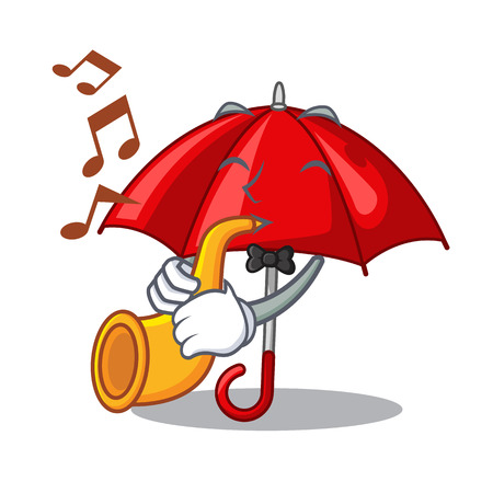 With trumpet red umbrella lit up cartoon shapeのイラスト素材