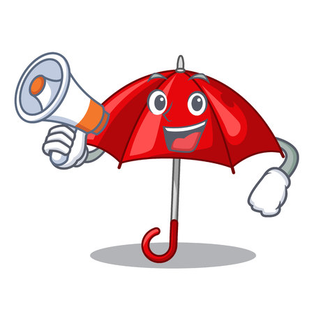 With megaphone umbrella red in a character beautiful vector illustrationのイラスト素材