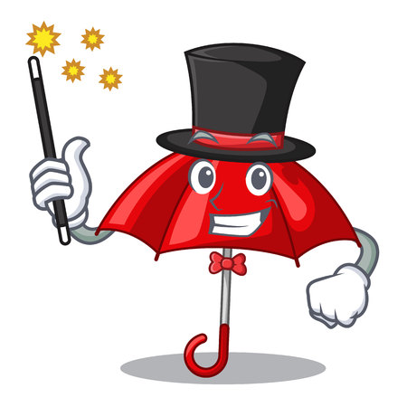 Magician red umbrella in shape cartoon funny vector illustrationのイラスト素材