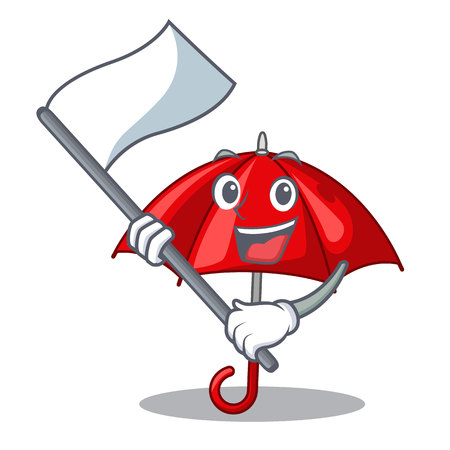 With flag red umbrella in shape cartoon funny vector illustrationのイラスト素材