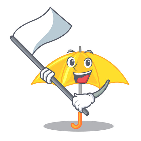 With flag classic yellow umbrella in shape cartoon vector illustartionのイラスト素材
