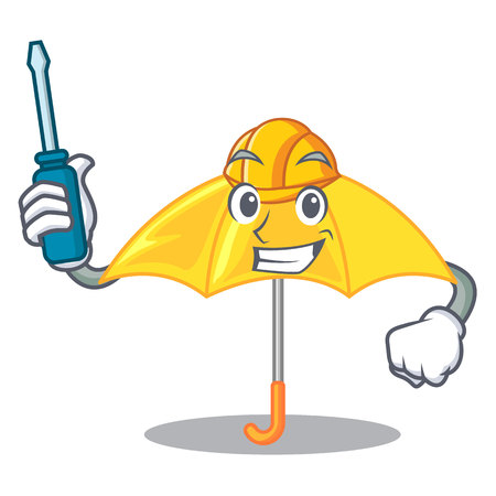 Automotive classic yellow umbrella in shape cartoon vector illustartionのイラスト素材