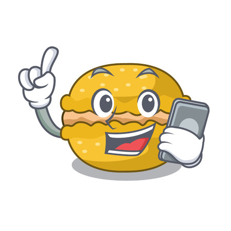 With phone banana macarons isolated on a mascot vector illustrationのイラスト素材